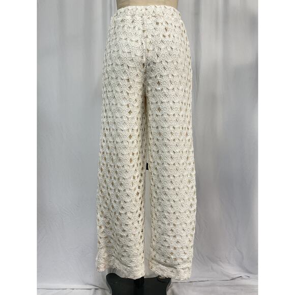 Line & Dot 'Bowen' Cream Polyester Crocheted Pants Size M - NWT - Picture 2 of 5